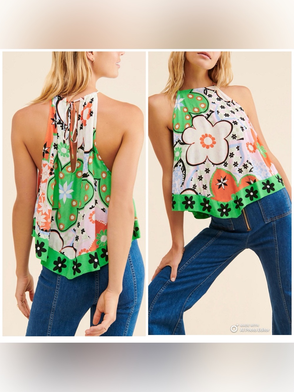 Free People I Dare You Halter Tank Top Dropped Armholes Asymmetrical Hem XSmall